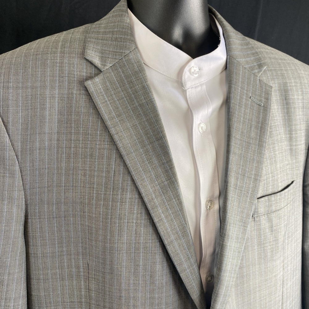 Jos A Bank Traveler Tailored Fit Sport Coat 46R Gray/Blue Glen Plaid Check - Picture 8 of 16